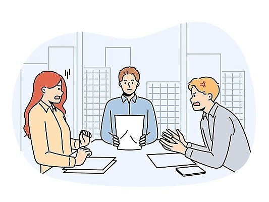 EPS 해외이미지 커플 여자 남자 와이셔츠 일러스트 비즈니스 성인 세명 분노 문서 변호사 말다툼 이혼 성인만 해외202309 해외일러스트 직업 감정 셔츠 관계 사람 싸움 파일형식 벡터