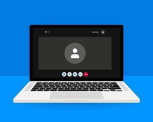 EPS 해외이미지 백그라운드 일러스트 사람없음 파란색 노트북 스크린 스마트 프로필 화상통화 해외202309 해외일러스트 컬러 컨셉 전자제품 통화 파일형식 벡터