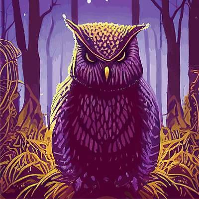 EPS 해외이미지 나무 야생동물 일러스트 사람없음 야간 숲 부엉이 해외202309 해외일러스트 자연요소 식물 동물 조류 파일형식 벡터