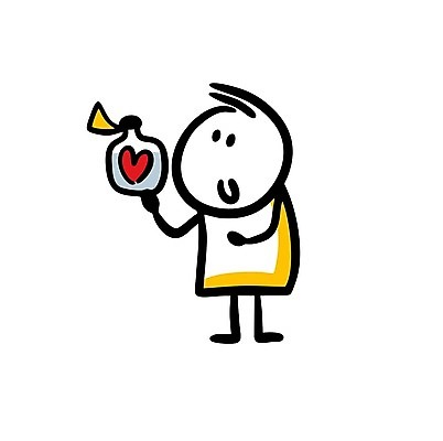 EPS 해외이미지 인물캐릭터 일러스트 한명 들기 사람 하트 낙서 심플 물약 해외202309 해외일러스트 일러캐릭터 모양 캐릭터 1 모션 약 파일형식 벡터