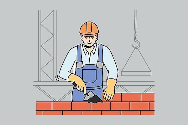 EPS 해외이미지 남자 건축 와이셔츠 일러스트 비즈니스 벽돌 작업복 한명 상반신 성인 쌓기 안전모 건축가 성인남자한명만 해외202309 해외일러스트 직업 1 옷 셔츠 모션 사람 헬멧 안전장비 남자한명만 성인남자만 파일형식 벡터