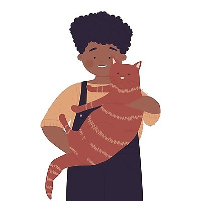 EPS 해외이미지 남자 행복 어린이 일러스트 가족 안기 한명 소년 상반신 반려동물 고양이 소년한명만 들어올리기 해외202309 해외일러스트 동물 1 감정 포유류 관계 모션 사람 남자한명만 소년만 파일형식 벡터