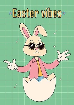 EPS 해외이미지 포스터 일러스트 손짓 사람없음 초록색 반짝임 선글라스 귀여움 토끼 계란껍데기 토끼캐릭터 복고 부활절계란 격자 키치 Y2K 해외202309 해외일러스트 안경 컬러 동물캐릭터 컨셉 무늬 포유류 모션 부활절 반려동물 계란 파일형식 벡터