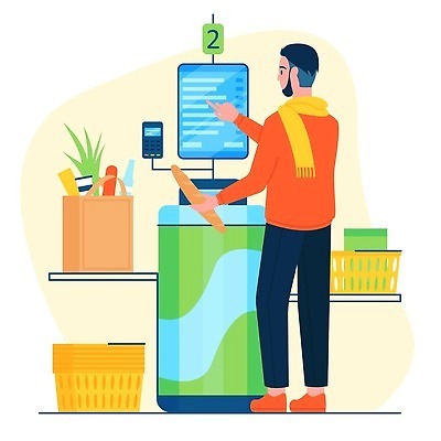 EPS 해외이미지 잡화 음식 빵 돈 일러스트 서브 서기 사람 상점 디지털 스크린 기계 카트 터치 시장 플랫 구매 상품 만화 계산대 고객 서비스 전자 소매 온라인 슈퍼마켓 UI 계산원 방법 셀프 스캐너 자동 체크아웃 터미널 벡터 해외202309 해외일러스트 직업 모션 쇼핑 재산 파일형식