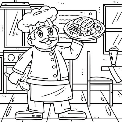 EPS 해외이미지 디자인 실루엣 어린이 선 컬러 백그라운드 일러스트 노동자 그래픽 요리사 축하 그림 윤곽 손그림 페이지 걸음마 색칠공부 벡터 해외202309 해외일러스트 직업 컨셉 모션 촬영기법 사람 학습 색칠 파일형식