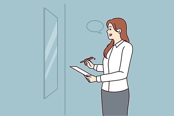 EPS 해외이미지 여자 종이 일러스트 설명 한명 들기 상반신 성인 펜 말_대화 비즈니스우먼 발표 강의 성인여자한명만 해외202309 해외일러스트 1 비즈니스 모션 대화 사람 필기구 직장인 여자한명만 성인여자만 파일형식 벡터