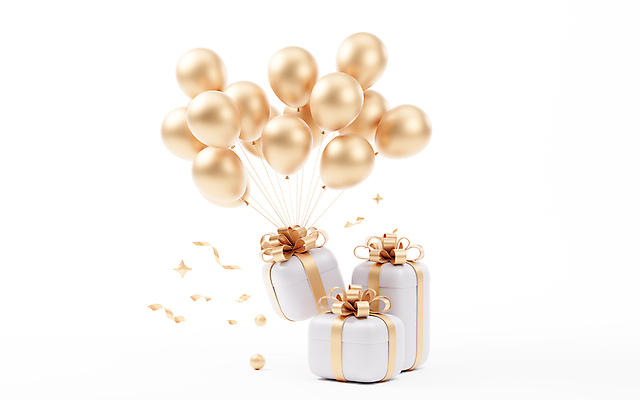 포토 JPG 해외이미지 이벤트 사람없음 선물상자 반짝임 3D 금색 풍선 해외202309 해외포토 컬러 모션 선물 상자 디지털합성 파일형식