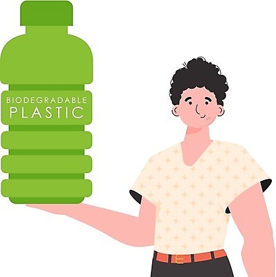 EPS 해외이미지 남자 일러스트 한명 들기 상반신 성인 재활용 보호 에코 친환경 페트병 성인남자한명만 해외202309 해외일러스트 1 컨셉 모션 사람 환경 병_담는 남자한명만 성인남자만 파일형식 벡터