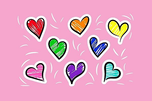 EPS 해외이미지 모양 포스터 분홍색 컬러 무지개 스티커 일러스트 표시 추상 발렌타인데이 종류 사랑 장식 세트 펜 변화 낙서 그래피티 인쇄 스케치 수집 심볼 질감 크레파스 신분 심플 윤곽 손그림 스크래치 형광펜 부화 스펙트럼 슬로건 타격 펠트 성소수자 해외202309 해외일러스트 자연요소 감정 컨셉 무늬 모션 데이이벤트 학용품 미술 필기구 그림 파일형식 벡터 천_직물