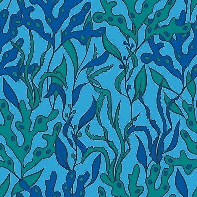 JPG 해외이미지 백그라운드 패턴 일러스트 자연 사람없음 파란색 풀잎 손그림 해외202309 해외일러스트 컬러 잎 무늬 풀_식물 생태계 파일형식