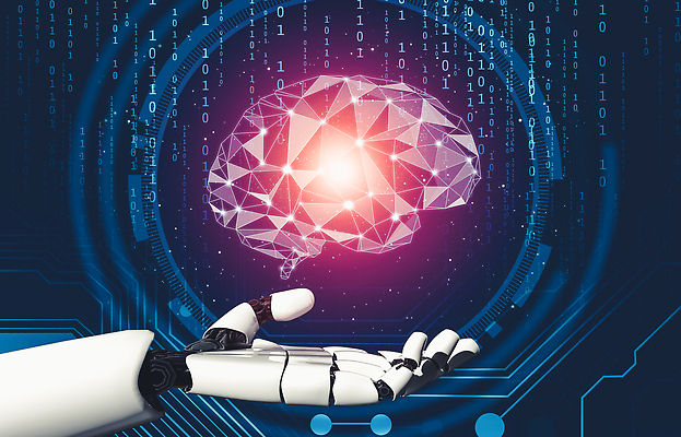 JPG 해외이미지 손 일러스트 미래 기술 들기 신체부위 숫자 3D 디지털 보라색 네트워크 로봇 뇌 해외202309 해외포토 포토 문자 컬러 컨셉 모션 사람 디지털합성 파일형식