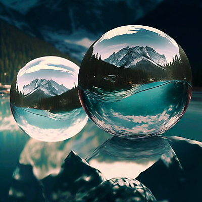 포토 JPG 해외이미지 나무 호수 자연 산 사람없음 반사 물방울 원형 신비 유리구슬 몽환 해외202309 해외포토 도형 식물 컨셉 유리 구슬 생태계 파일형식
