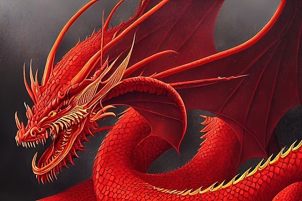 포토 JPG 해외이미지 일러스트 미술 사람없음 가로 빨간색 머리 디지털 용 그림 신화 공상 나쁜 몬스터 지옥 해외202309 해외일러스트 컬러 문화예술 신체부위 파일형식