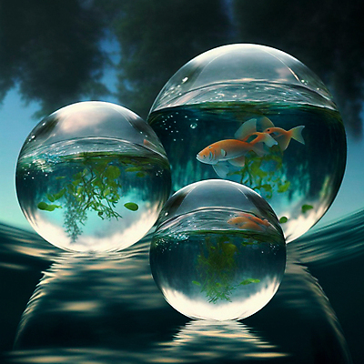 포토 JPG 해외이미지 물결 사람없음 반사 물방울 원형 해조류 신비 금붕어 물기포 유리구슬 몽환 해외202309 해외포토 도형 컨셉 유리 어류 해양식물 구슬 파일형식