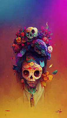 포토 JPG 해외이미지 전통 문화 컬러 벽지 멕시코 미술 사람없음 컬러풀 죽음 제단 해골모형 해외202309 해외포토 북아메리카 문화예술 모형 파일형식