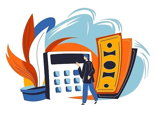 EPS 해외이미지 전신 남자 잎 지폐 일러스트 한명 성인 금융 터치 계산기 뒷짐 성인남자한명만 해외일러스트 식물 1 돈 모션 문구용품 사람 경제 장비 남자한명만 성인남자만 파일형식 벡터