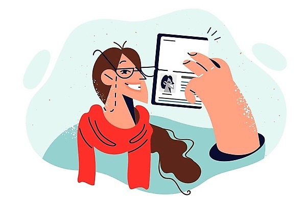 EPS 해외이미지 여자 일러스트 한명 들기 성인 비즈니스우먼 확인 보안 여권 승객 보여주기 성인여자한명만 안경낌 해외202309 해외일러스트 1 안경 비즈니스 모션 안전 사람 직장인 여자한명만 성인여자만 파일형식 벡터