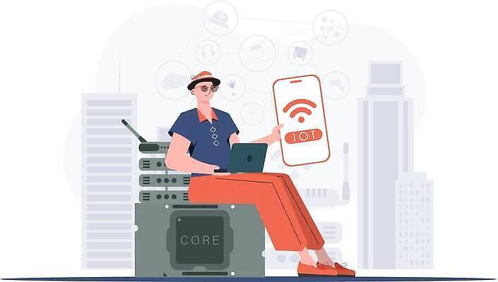 EPS 해외이미지 전신 남자 일러스트 한명 들기 앉기 성인 노트북 스마트폰 선글라스 와이파이 사물인터넷 성인남자한명만 해외202309 해외일러스트 1 안경 모션 정보기술 사람 전자제품 핸드폰 스마트기기 무선인터넷 남자한명만 성인남자만 파일형식 벡터