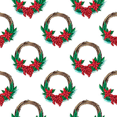 JPG 해외이미지 백그라운드 크리스마스장식 크리스마스 패턴 일러스트 사람없음 포인세티아 크리스마스리스 해외202309 해외일러스트 기념일 꽃 무늬 화환 파일형식