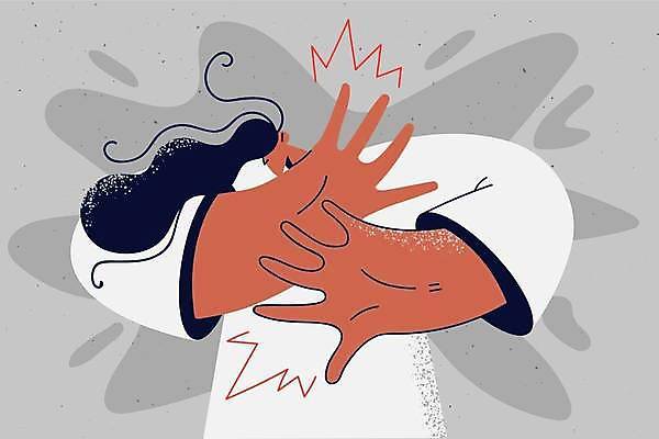 EPS 해외이미지 여자 일러스트 스트레스 한명 성인 표현 수비 무서움 거절 불안 부정적 성인여자한명만 해외202309 해외일러스트 1 감정 컨셉 모션 사람 여자한명만 성인여자만 파일형식 벡터