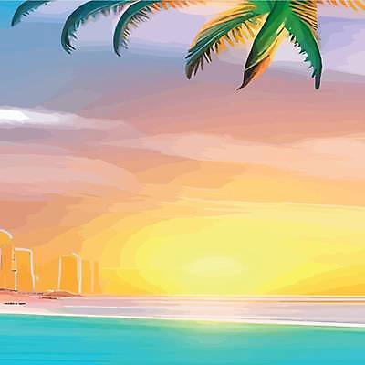 EPS 해외이미지 바다 일러스트 하늘 해변 사람없음 야자수 태양 노을 해외202309 해외일러스트 자연요소 나무 파일형식 벡터