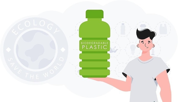 EPS 해외이미지 남자 일러스트 한명 들기 상반신 성인 재활용 보호 에코 친환경 페트병 성인남자한명만 해외202309 해외일러스트 1 컨셉 모션 사람 환경 병_담는 남자한명만 성인남자만 파일형식 벡터