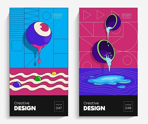 EPS 해외이미지 디자인 배너 포스터 패턴 일러스트 추상 사람없음 그래픽 컬러풀 화려 기하학 멤피스디자인 해외202309 해외일러스트 컬러 컨셉 무늬 파일형식 벡터