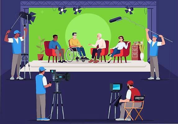 EPS 해외이미지 직업 캐릭터 디자인 컬러 포즈 컨셉 일러스트 사람 그래픽 빛 세트 카메라 촬영 텔레비전 장비 램프 플랫 발사 만화 영화관 영화 휠체어 면접 상업 심플 쇼 책임자 방법 복잡 생존 스타일 벡터 시리즈 현실 디테일 크로마키 해외202309 해외일러스트 일러캐릭터 비즈니스 문화예술 조명 전자제품 극장 파일형식