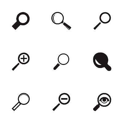 EPS 해외이미지 디자인 응시 컨셉 일러스트 유리 돋보기 세트 검은색 흰색 공구 확대 심볼 사인 검색 발견 고립 광학 벡터 해외202309 해외일러스트 시선 컬러 재질 도구 파일형식