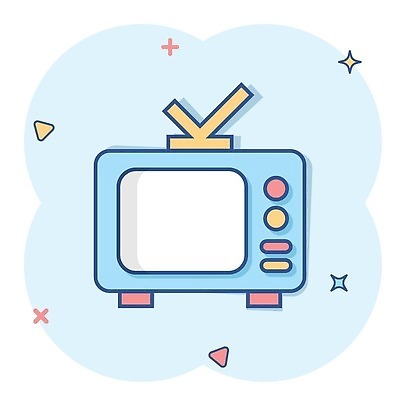 EPS 해외이미지 하늘색 일러스트 사람없음 반짝임 텔레비전 심볼 복고 심플 해외202309 해외일러스트 모션 파란색 전자제품 파일형식 벡터