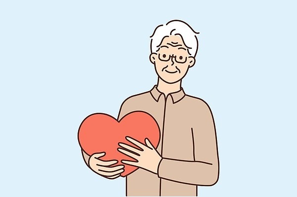 EPS 해외이미지 노년 남자 행복 안경 일러스트 한명 들기 상반신 하트 노인남자한명만 해외202309 해외일러스트 모양 1 잡화 감정 모션 사람 성인 남자한명만 노인남자만 파일형식 벡터