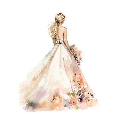 EPS 해외이미지 전신 여자 부케 웨딩드레스 일러스트 결혼식 수채화 한명 들기 성인 신부님 성인여자한명만 해외202309 해외일러스트 1 드레스 꽃다발 결혼 모션 사람 천주교 여자한명만 성인여자만 파일형식 벡터