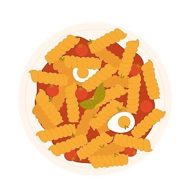 EPS 해외이미지 음식 일러스트 사람없음 계란 허브 토마토파스타 푸질리 해외202309 해외일러스트 식물 식재료 파스타 알 파일형식 벡터