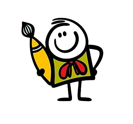 EPS 해외이미지 리본 인물캐릭터 일러스트 한명 들기 사람 붓 낙서 심플 예술가 해외202309 해외일러스트 일러캐릭터 캐릭터 1 모션 파일형식 벡터