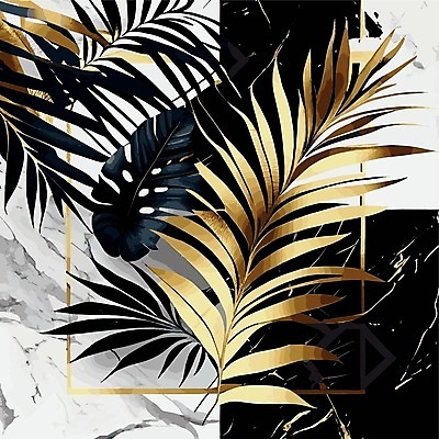 EPS 해외이미지 백그라운드 일러스트 사람없음 금색 풀잎 보테니컬아트 해외202309 해외일러스트 컬러 잎 풀_식물 파일형식 벡터