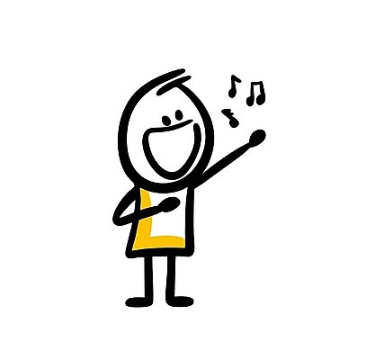 EPS 해외이미지 인물캐릭터 음표 일러스트 노래 한명 사람 낙서 심플 손뻗기 해외202309 해외일러스트 일러캐릭터 캐릭터 1 기호 음악 모션 파일형식 벡터
