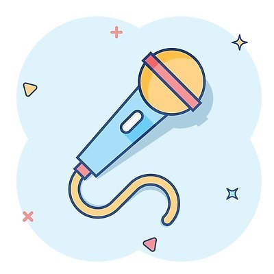 EPS 해외이미지 하늘색 일러스트 사람없음 반짝임 심볼 마이크 심플 해외202309 해외일러스트 음향기기 모션 파란색 파일형식 벡터