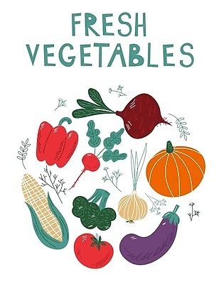 EPS 해외이미지 잎 토마토 일러스트 식재료 호박 가지 양파 파프리카 옥수수 사람없음 브로콜리 유기농 비트 적환무 해외202309 해외일러스트 식물 웰빙 채소 곡류 무 파일형식 벡터