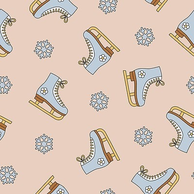 EPS 해외이미지 백그라운드 크리스마스 겨울 패턴 일러스트 사람없음 눈송이 피겨스케이팅 해외202309 해외일러스트 피겨화 계절 기념일 신발 무늬 눈_날씨 스케이팅 파일형식 벡터