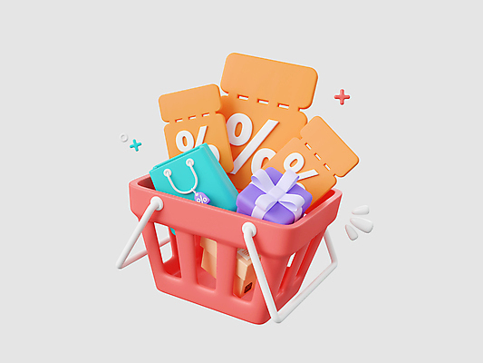 포토 JPG 해외이미지 무료이미지 휴식 사람없음 쇼핑 상자 쇼핑백 3D 장바구니 쿠폰 해외202309 해외포토 컨셉 가방 바구니 디지털합성 파일형식