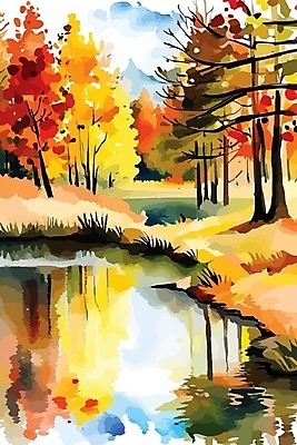 EPS 해외이미지 나무 호수 일러스트 사람없음 물 강 반사 연못 숲 해외202309 해외일러스트 자연요소 식물 파일형식 벡터