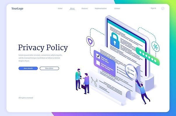 EPS 해외이미지 전신 남자 일러스트 비즈니스 돋보기 악수 들기 성인 세명 연두색 보라색 계약 계약서 온라인 아이소메트릭 개인정보 정보보호 성인남자만 해외202309 해외일러스트 컬러 모션 사람 손짓 초록색 정보 보호 남자만 성인만 파일형식 벡터