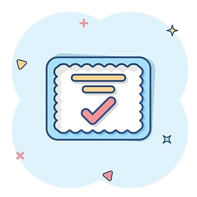 EPS 해외이미지 선 하늘색 일러스트 사람없음 반짝임 심볼 체크표시 심플 인증 확인서 해외202309 해외일러스트 컨셉 모션 파란색 확인 문서 파일형식 벡터