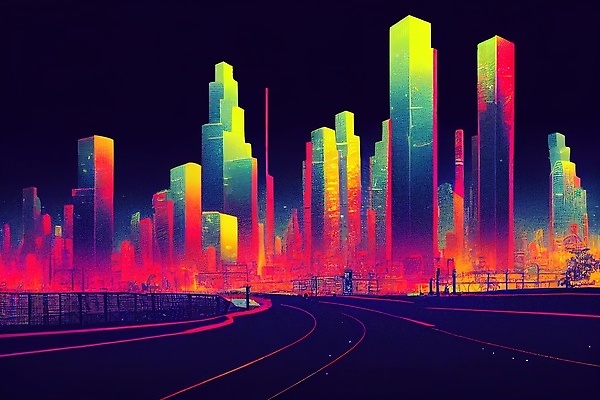 JPG 해외이미지 도로 일러스트 하늘 빌딩 사람없음 컬러풀 도시 분위기 해외202309 해외일러스트 길 컬러 컨셉 교통시설 건물 파일형식