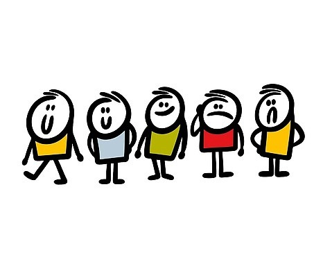 EPS 해외이미지 인물캐릭터 허리손 일러스트 사람 손짓 여러명 친구 찡그림 낙서 심플 긍정적 부정적 해외202309 해외일러스트 일러캐릭터 캐릭터 감정 포즈 다수 관계 모션 표정 파일형식 벡터