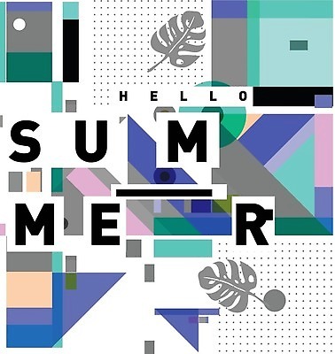 EPS 해외이미지 도형 디자인 포스터 백그라운드 패턴 일러스트 나뭇잎 타이포그라피 사람없음 컬러풀 화려 기하학 멤피스디자인 해외202309 해외일러스트 문자 컬러 컨셉 잎 무늬 파일형식 벡터