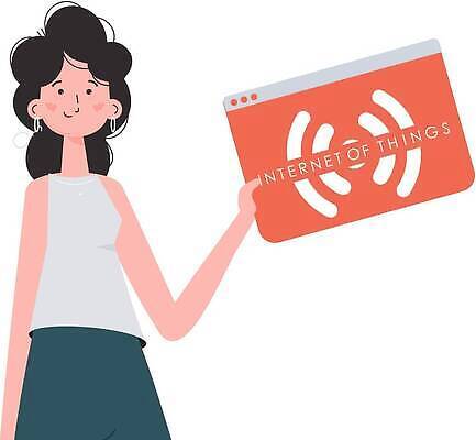 EPS 해외이미지 여자 일러스트 한명 들기 상반신 성인 인터넷창 사물인터넷 성인여자한명만 해외202309 해외일러스트 1 인터넷 모션 정보기술 사람 여자한명만 성인여자만 파일형식 벡터