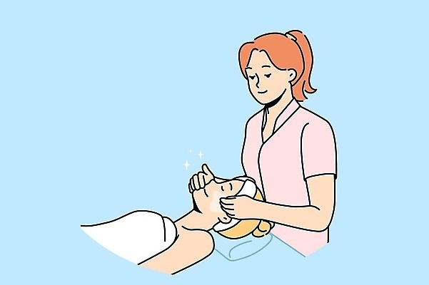 EPS 해외이미지 여자 일러스트 관리 상반신 성인 두명 반짝임 수건 눕기 뷰티 머리띠 피부관리 바르기 피부관리사 성인여자만 해외202309 해외일러스트 직업 장신구 모션 사람 위생용품 여자만 성인만 파일형식 벡터