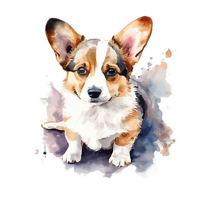 EPS 해외이미지 응시 야생동물 일러스트 사람없음 귀여움 질감 번짐 웰시코기 해외202309 해외일러스트 동물 시선 컨셉 개 파일형식 벡터 효과