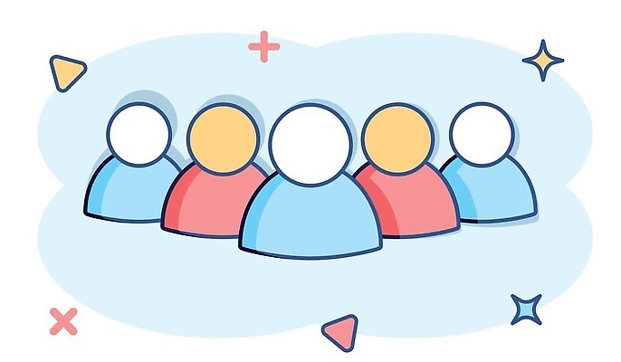 EPS 해외이미지 하늘색 일러스트 사람 여러명 상반신 반짝임 심볼 심플 해외202309 해외일러스트 다수 모션 파란색 파일형식 벡터